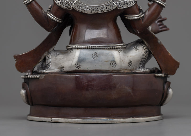 Silver Splendor Ganeshji | Oxidized Copper Statue