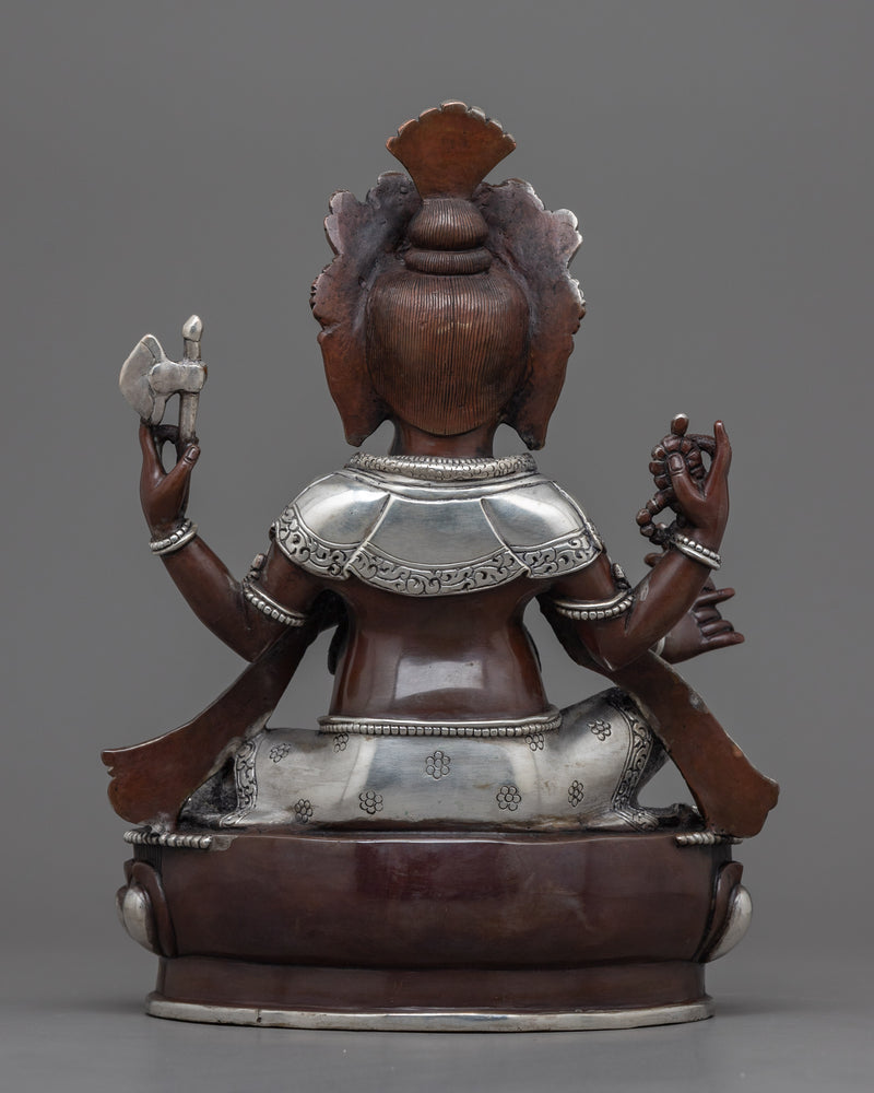 Silver Splendor Ganeshji | Oxidized Copper Statue