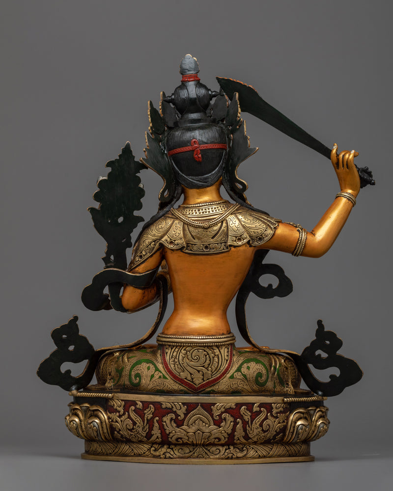 Radiant Manjushri God Statue | Wisdom's Golden Effigy