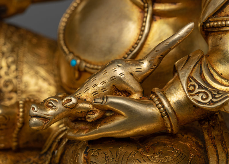 Guru Dzambhala Mantra Fillable Sculpture | Golden Guardian of Wealth