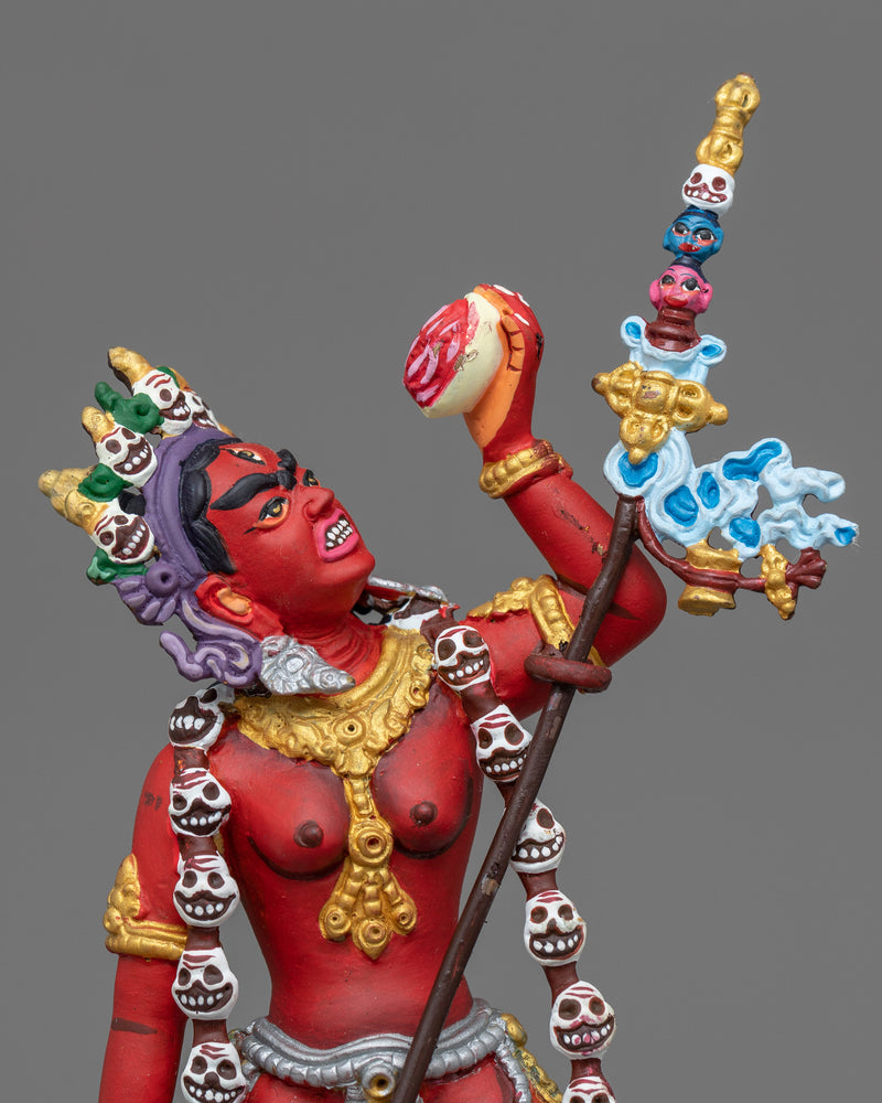 Naro Dakini Majestic Statue | Red Color Painted Sculpture