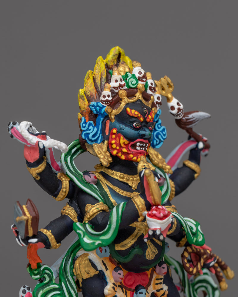 Compact Six-Armed Mahakala Statue | Guardian of the Dharma