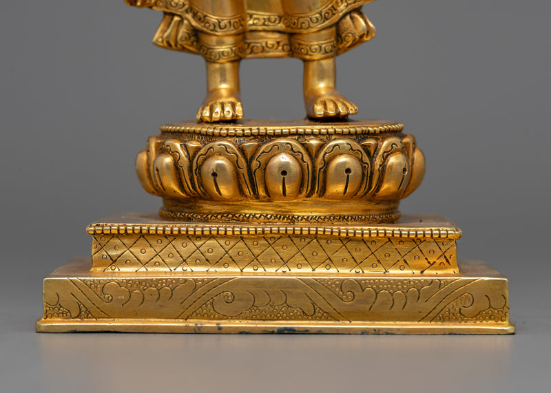 The Enlightened One in Standing Depiction | 24k Gold Gilded Sculpture