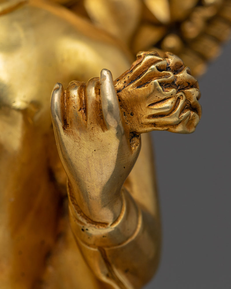 The Enlightened One in Standing Depiction | 24k Gold Gilded Sculpture