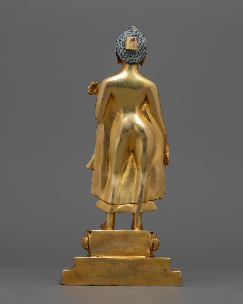 The Enlightened One in Standing Depiction | 24k Gold Gilded Sculpture