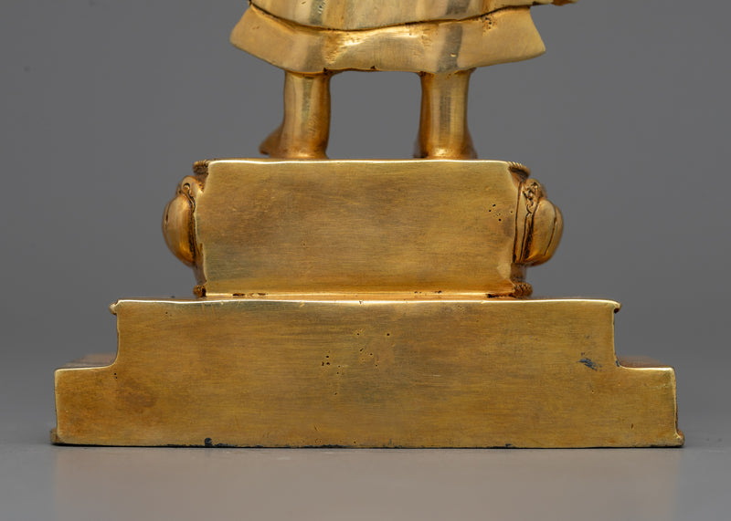 The Enlightened One in Standing Depiction | 24k Gold Gilded Sculpture