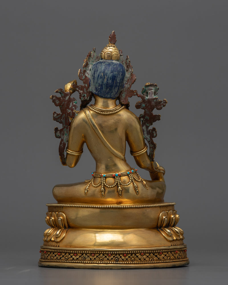 Female Bodhisattva Green Tara | 24k Gold Gilded Sculpture