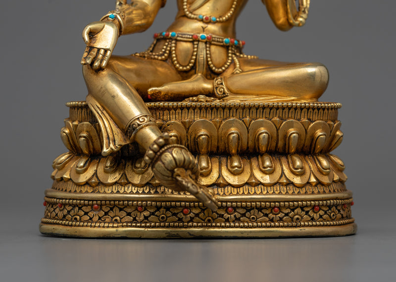 Female Bodhisattva Green Tara | 24k Gold Gilded Sculpture