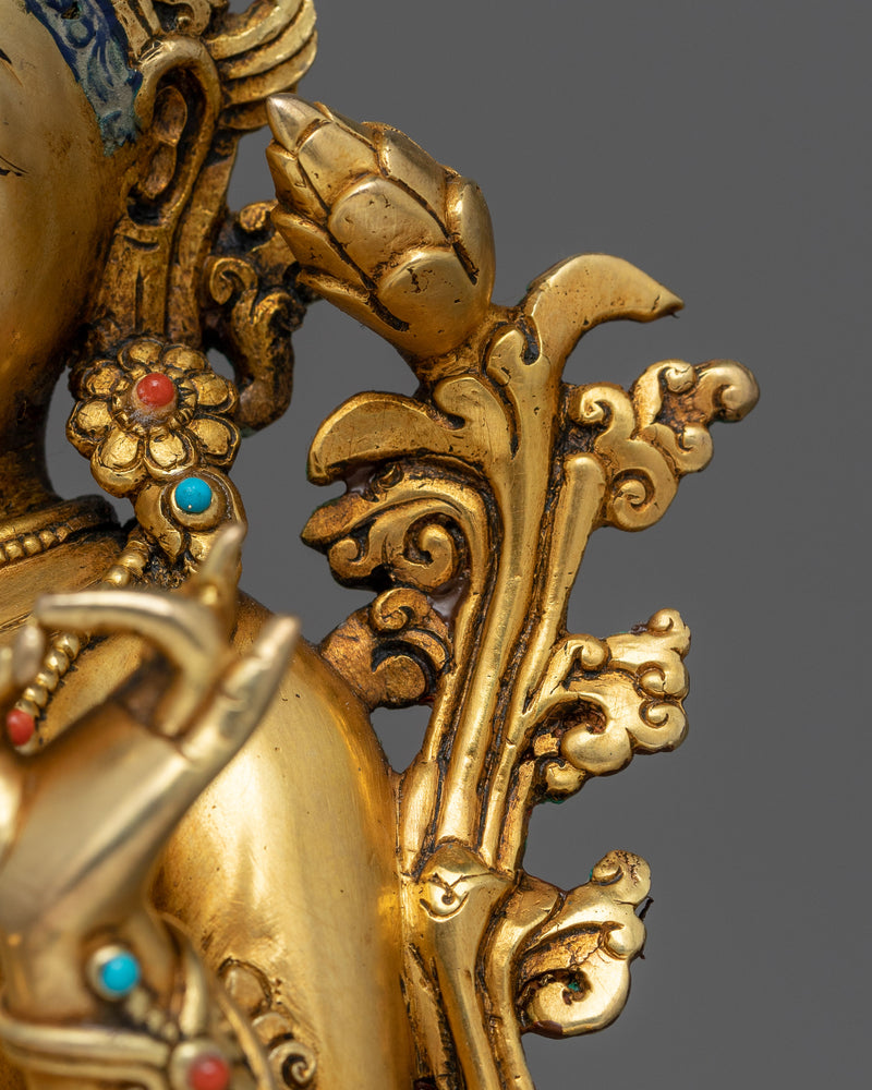 Female Bodhisattva Green Tara | 24k Gold Gilded Sculpture