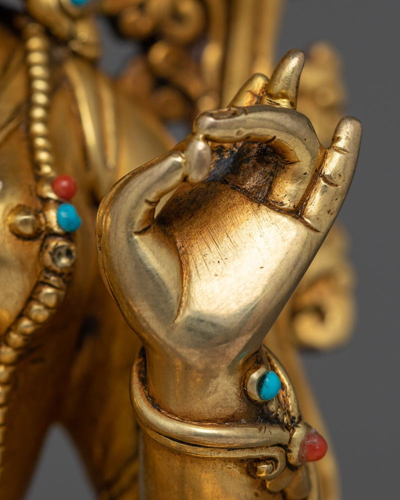 Female Bodhisattva Green Tara | 24k Gold Gilded Sculpture