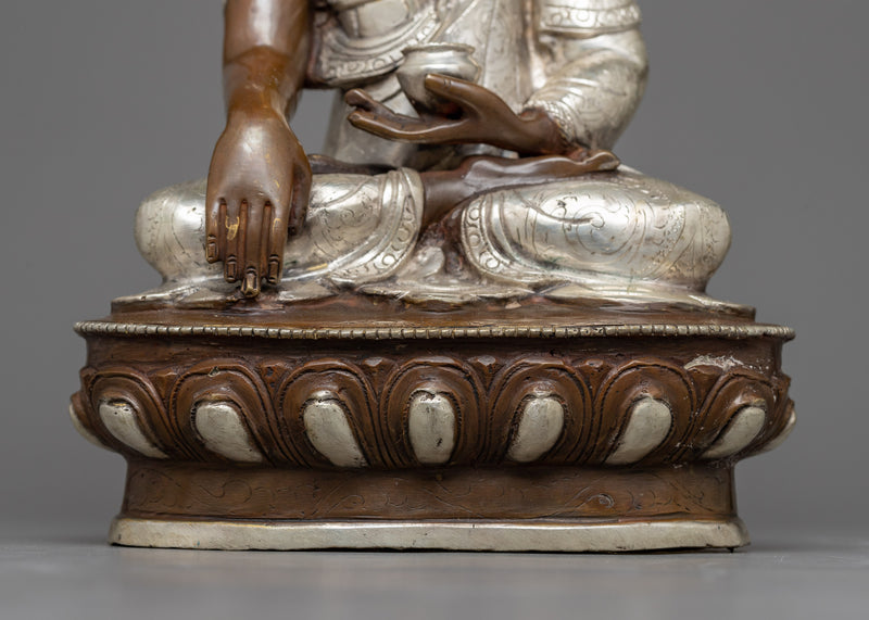 Shakyamuni Buddha Silver-Plated Serenity Statue | Traditional Artwork