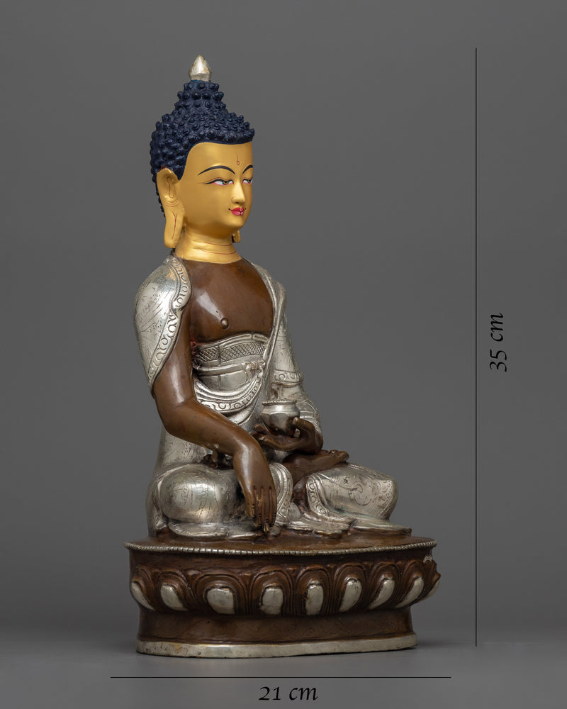 shakyamuni-buddha-silver plated statue