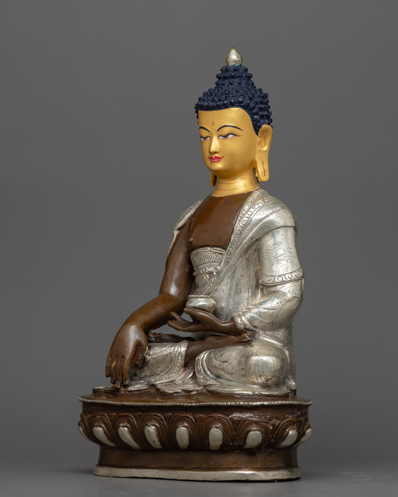 shakyamuni-buddha-silver plated statue