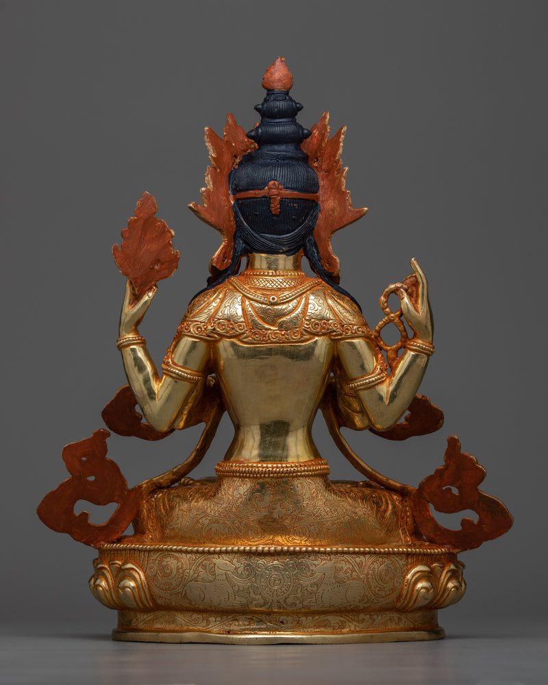 Radiant Chenresi Statue | 24K Gold Gilded Detail