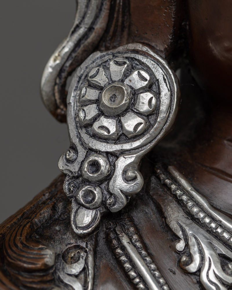 Silver-Plated Manjusri Statue | Wisdom's Radiance Sculpture