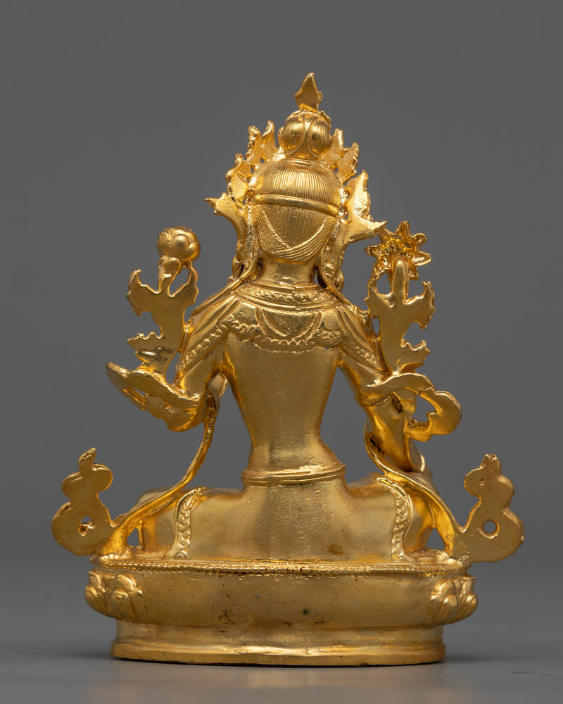 Tiny Green Tara Statue | 24K Gold Electroplated Grace