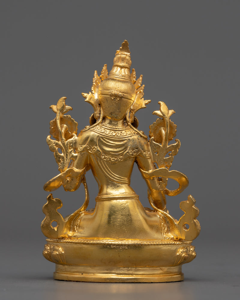 Tiny White Tara Statue | 24K Gold Electroplated Serenity