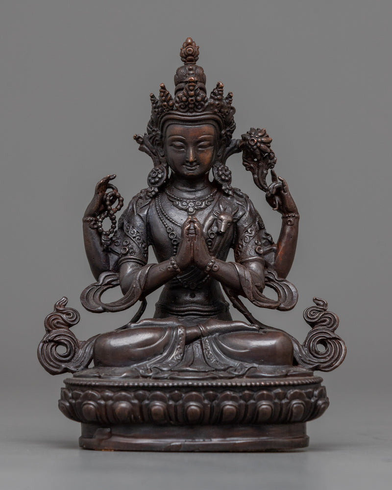 Small Bodhisattva Set in Oxidized Copper | Sacred Ensemble