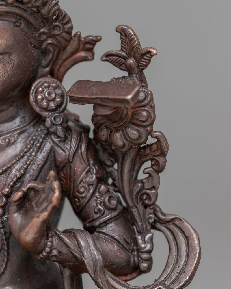 Little Manjushri Statue | Oxidized Copper Wisdom