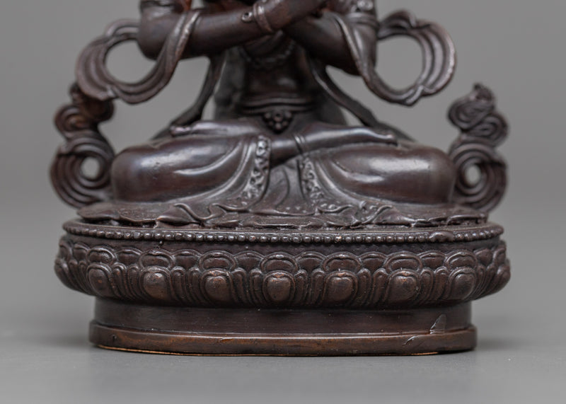 Little Vajradhara Statue | Oxidized Copper Emblem of Ultimate Reality