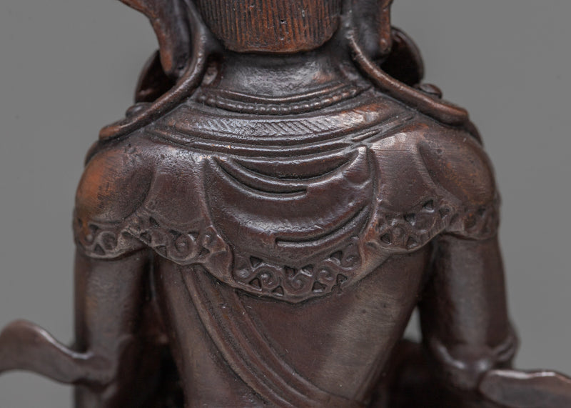 Little Vajradhara Statue | Oxidized Copper Emblem of Ultimate Reality