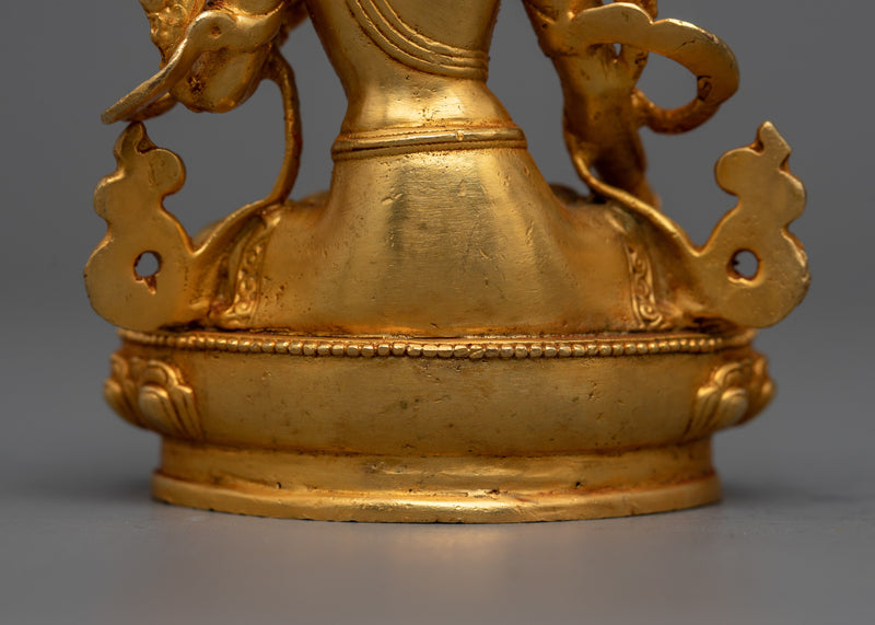 Delicate Miniature White Tara Statue | 24K Gold Electroplated Healing