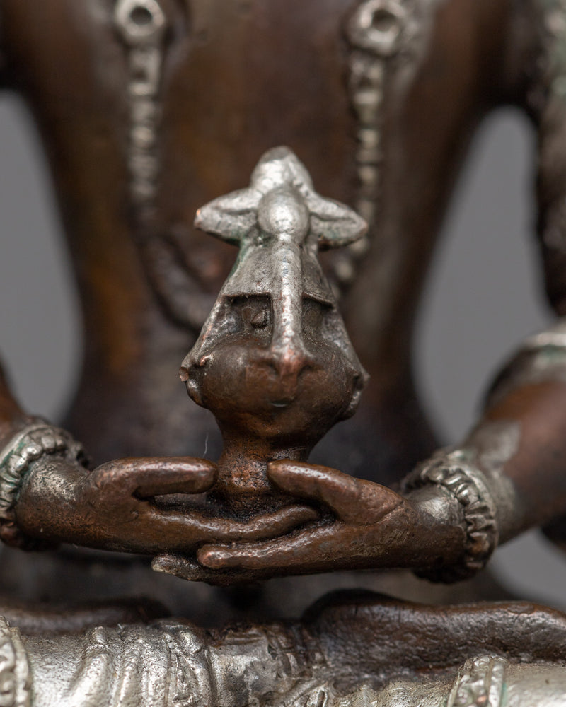 Miniature Amitayus Statue | Silver-Plated Symbol of Enduring Life