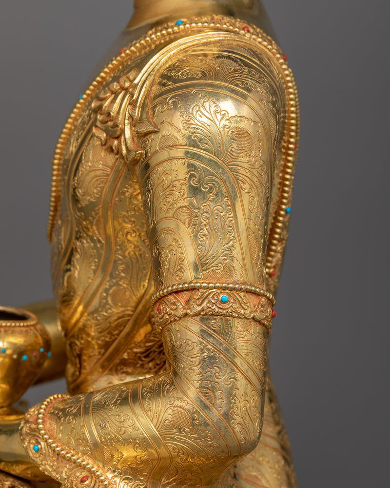 Grand Seated Shakyamuni Buddha Sculpture | 24K Gold Gilded Majesty