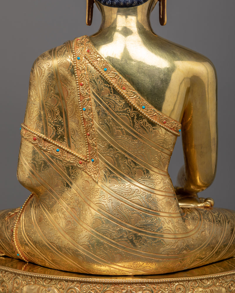 Grand Seated Shakyamuni Buddha Sculpture | 24K Gold Gilded Majesty