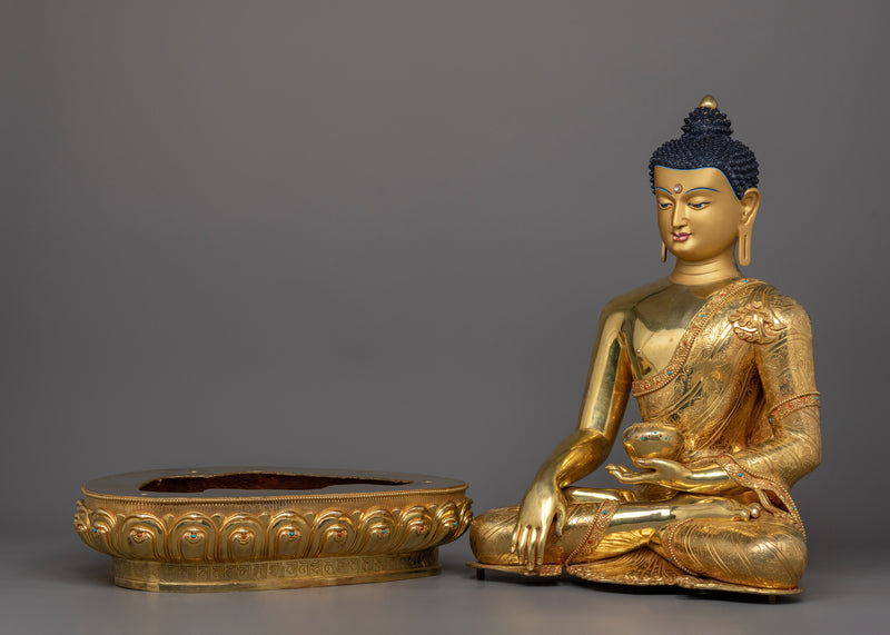 Grand Seated Shakyamuni Buddha Sculpture | 24K Gold Gilded Majesty