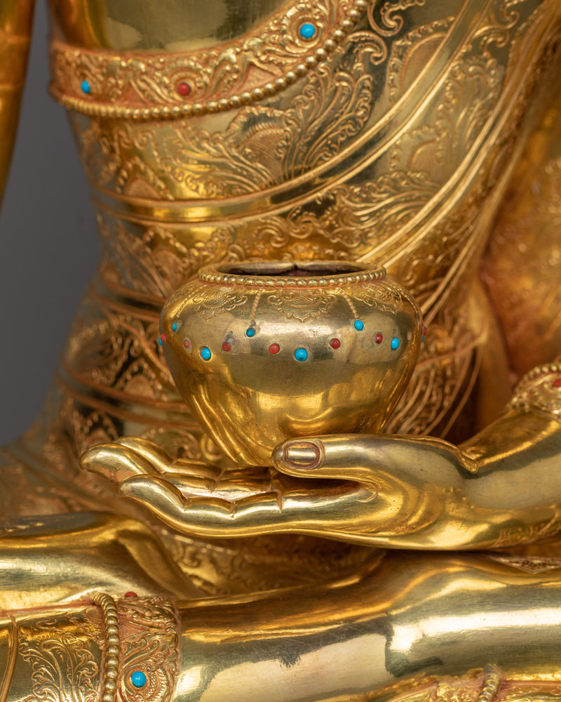 Grand Seated Shakyamuni Buddha Sculpture | 24K Gold Gilded Majesty