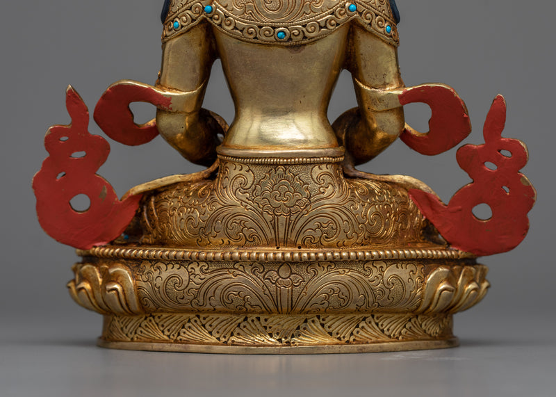 Buddhism Amitayus Buddha Statue | 24K Gold Illumination for Spiritual Renewal