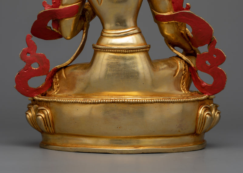 Goddess Green Tara Buddhism Statue | 24K Gold Radiance for Spiritual Grace