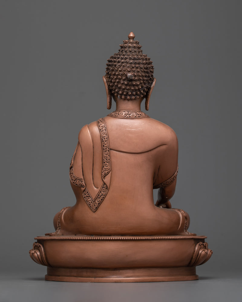 Namo Shakyamuni Buddha Oxidized Statue | Timeless Tranquility in Copper