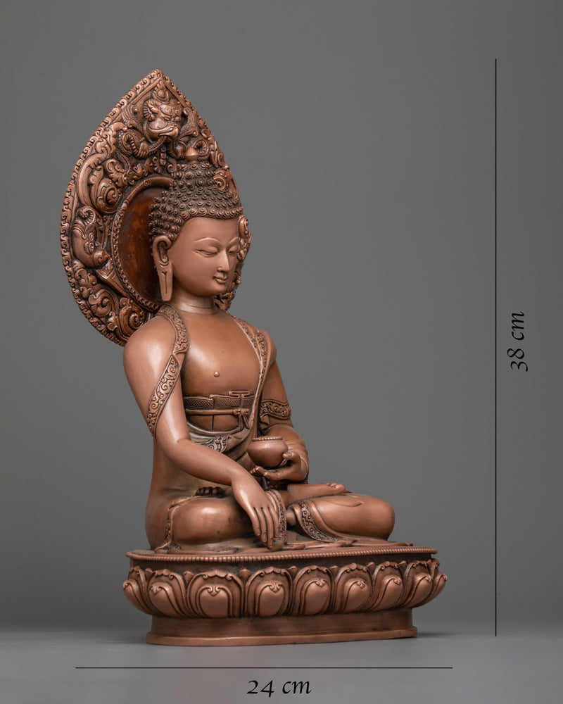 Namo Shakyamuni Buddha Oxidized Statue | Timeless Tranquility in Copper