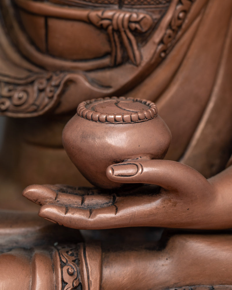 Namo Shakyamuni Buddha Oxidized Statue | Timeless Tranquility in Copper