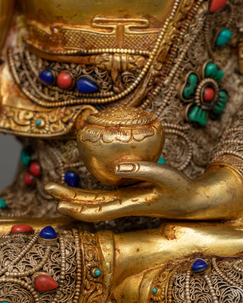 Resplendent Gautam Buddha Statue | Hand Carved Gemstones Embedded