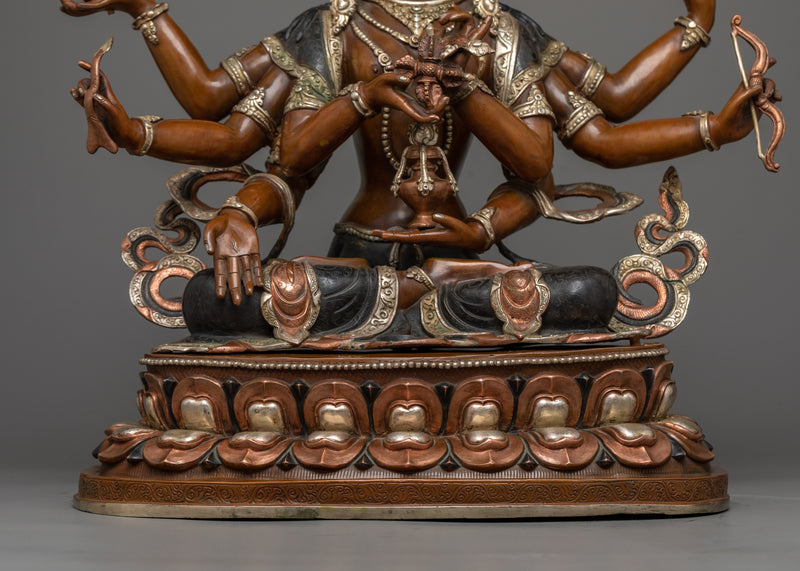 Divine Goddess Namgyalma Sculpture | Silver and Oxidized Copper Artwork