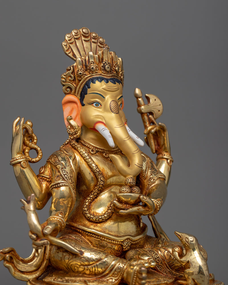 Ganesh Statue in 24K Gold | Divine Protector for Home