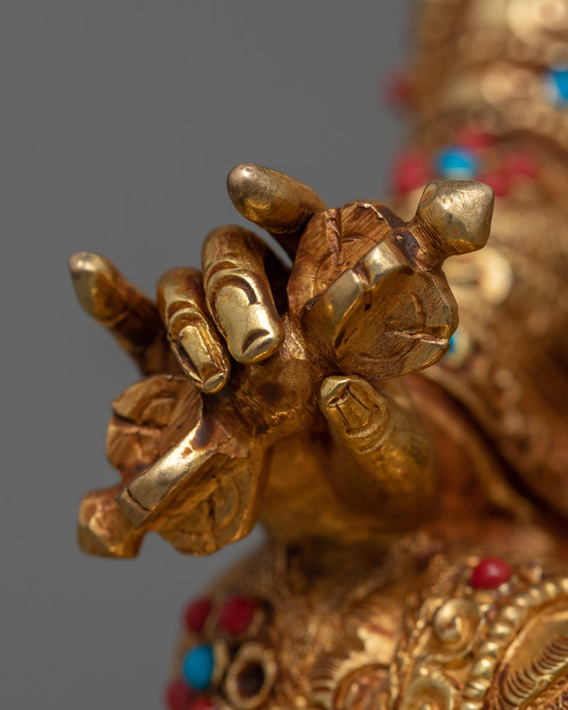 Dusum Sangye Guru Rinpoche Statue | 24K Gold Gilded Copper