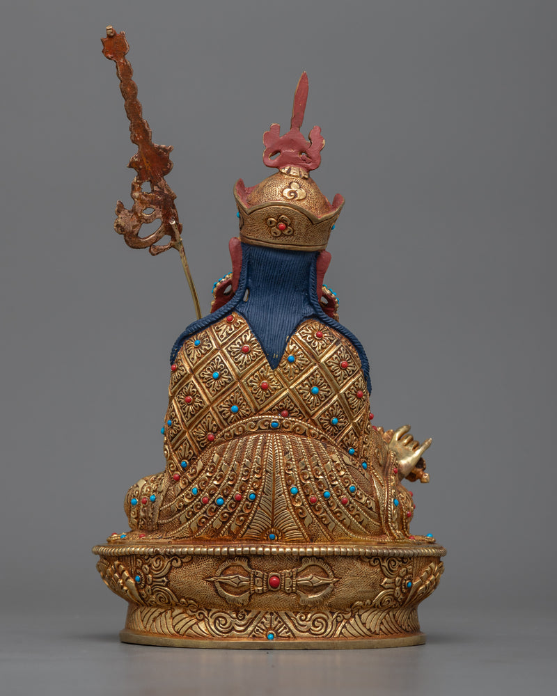 Dusum Sangye Guru Rinpoche Statue | 24K Gold Gilded Copper