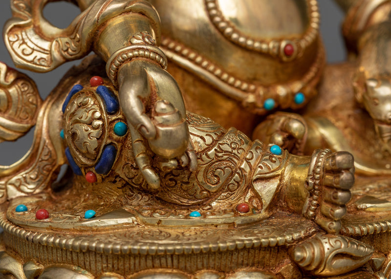 Yellow Dzambhala Sculpture | Prosperity in 24K Gold & Copper