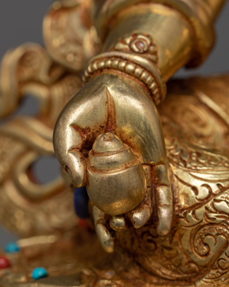 Yellow Dzambhala Sculpture | Prosperity in 24K Gold & Copper