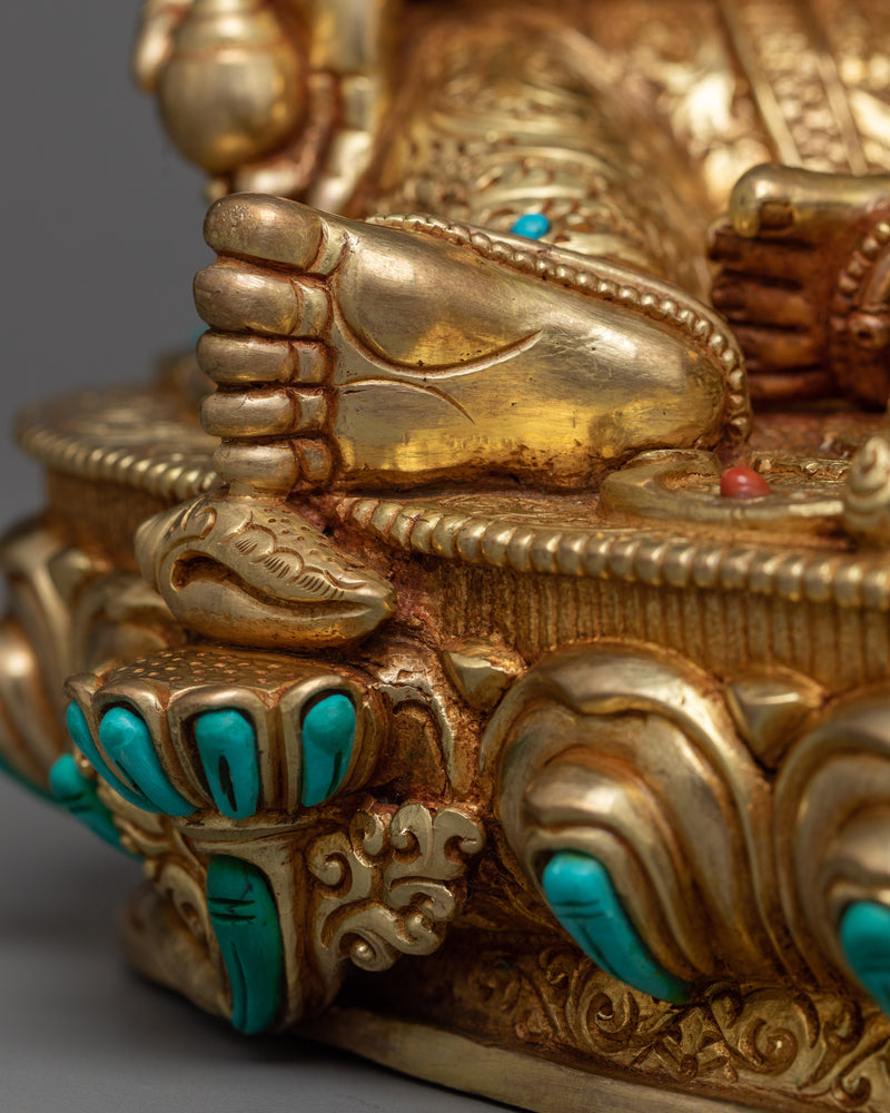 Yellow Dzambhala Sculpture | Prosperity in 24K Gold & Copper