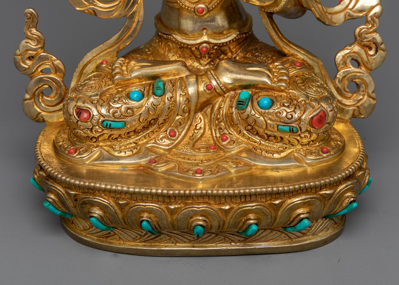 Bodhisattva Manjushree Statue | Wisdom in 24K Gold and Copper Sculpture