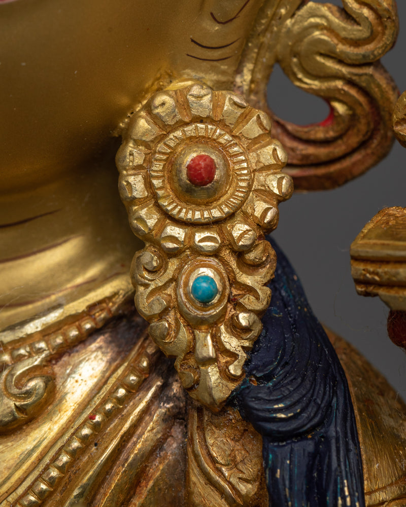 Bodhisattva Manjushree Statue | Wisdom in 24K Gold and Copper Sculpture