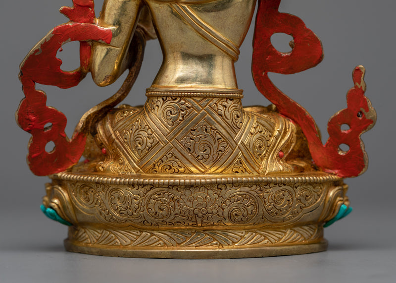 Bodhisattva Manjushree Statue | Wisdom in 24K Gold and Copper Sculpture