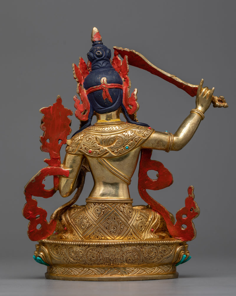 Bodhisattva Manjushree Statue | Wisdom in 24K Gold and Copper Sculpture