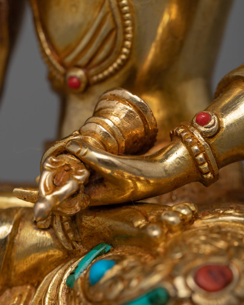 Buddha Vajrasattva Sculpture | 24K Gold Gilded Copper Statue for Shrine