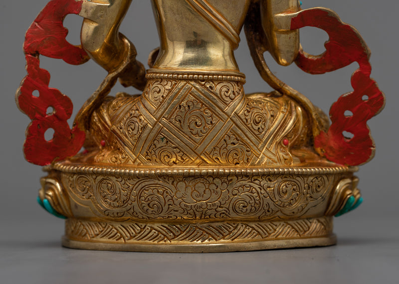 Buddha Vajrasattva Sculpture | 24K Gold Gilded Copper Statue for Shrine